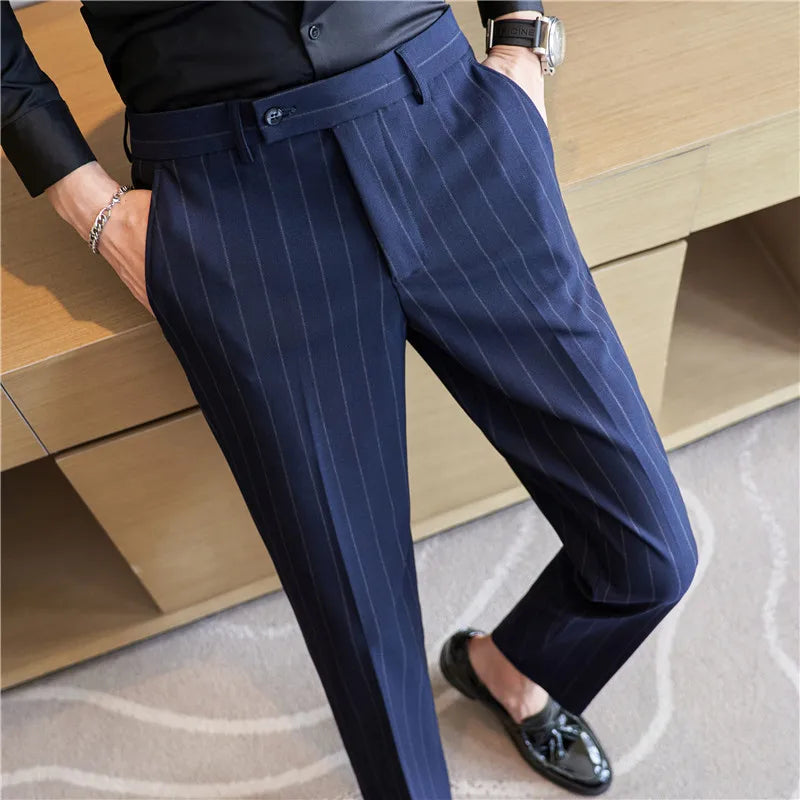 Pinstripe Suit Trousers for Men